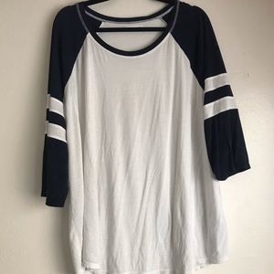 Navy Blue and White Football Tee